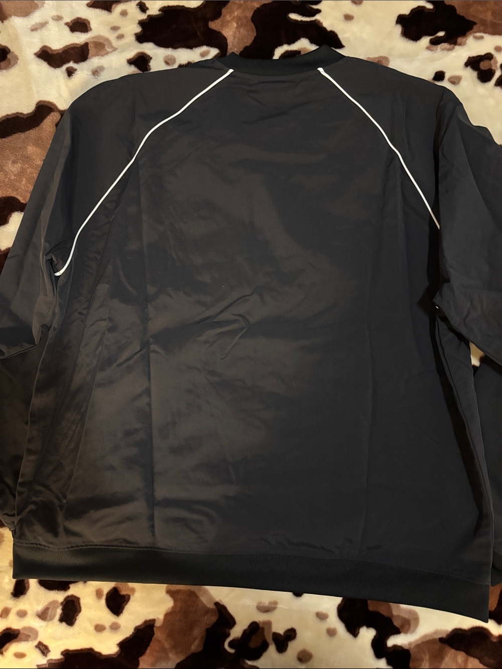 adidas Black Lightweight Pullover Jacket with White Piping - Picture 5 of 5